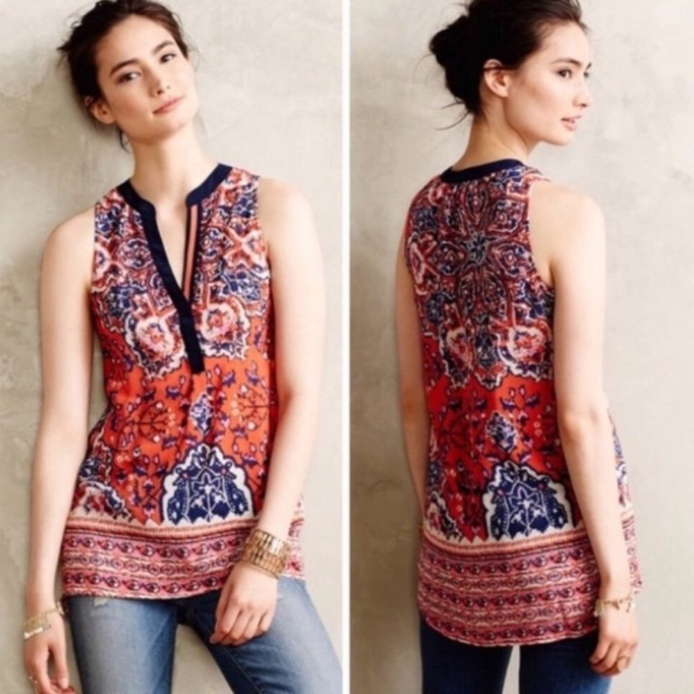 Vanessa Virginia Anthro Silk Finn blouse | Sz M